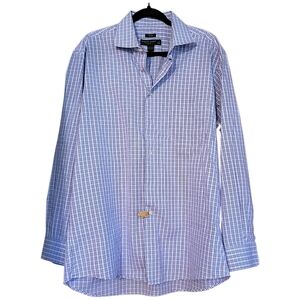 Pronto Uomo Mens Size XL Purple Long Sleeve Checkered Button Down Dress Shirt